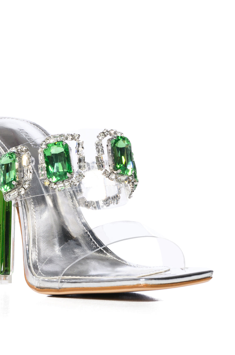 AZALEA WANG PYPER GREEN GEM EMBELLISHED SANDAL