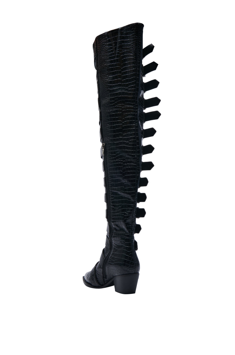 AZALEA WANG BRAULIA BLACK CROC WESTERN BOOT