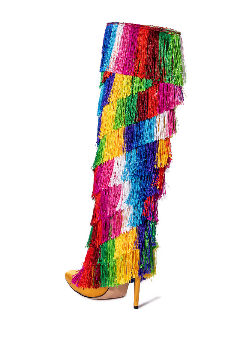 AZALEA WANG PRISTINA BOOT WITH RAINBOW FRINGE