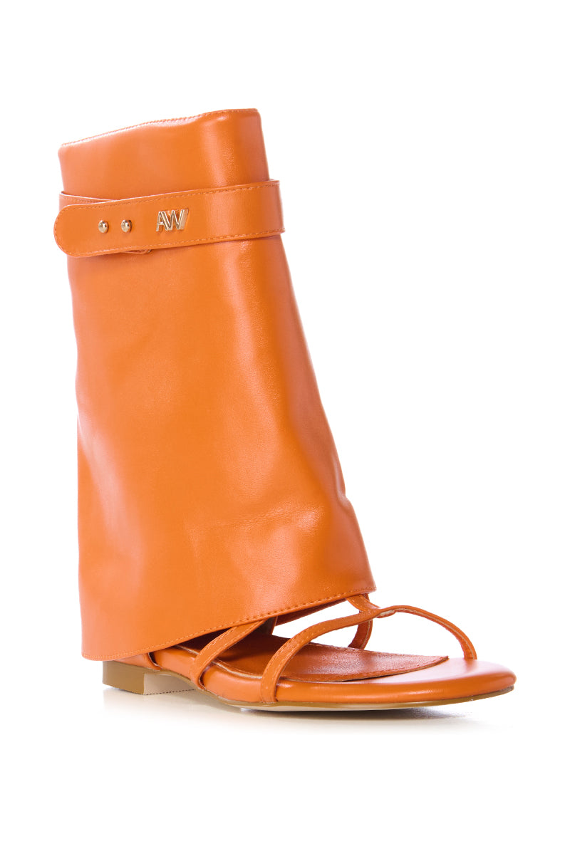 AZALEA WANG TORRE ORANGE OPEN TOE SANDAL BOOT