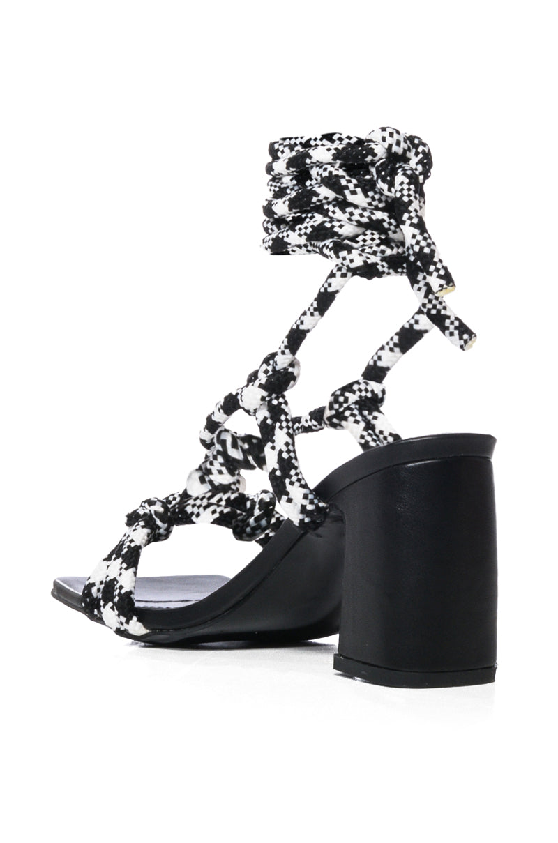 AZALEA WANG KAELIE CHUNKY ROPE SANDAL IN BLACK