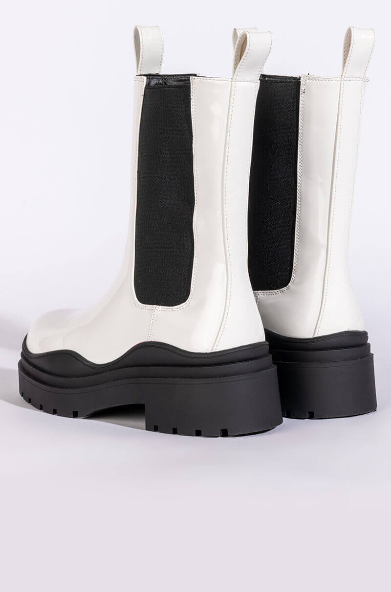 AZALEA WANG GHOSTED FLATFORM CHELSEA BOOT IN BLACK WHITE