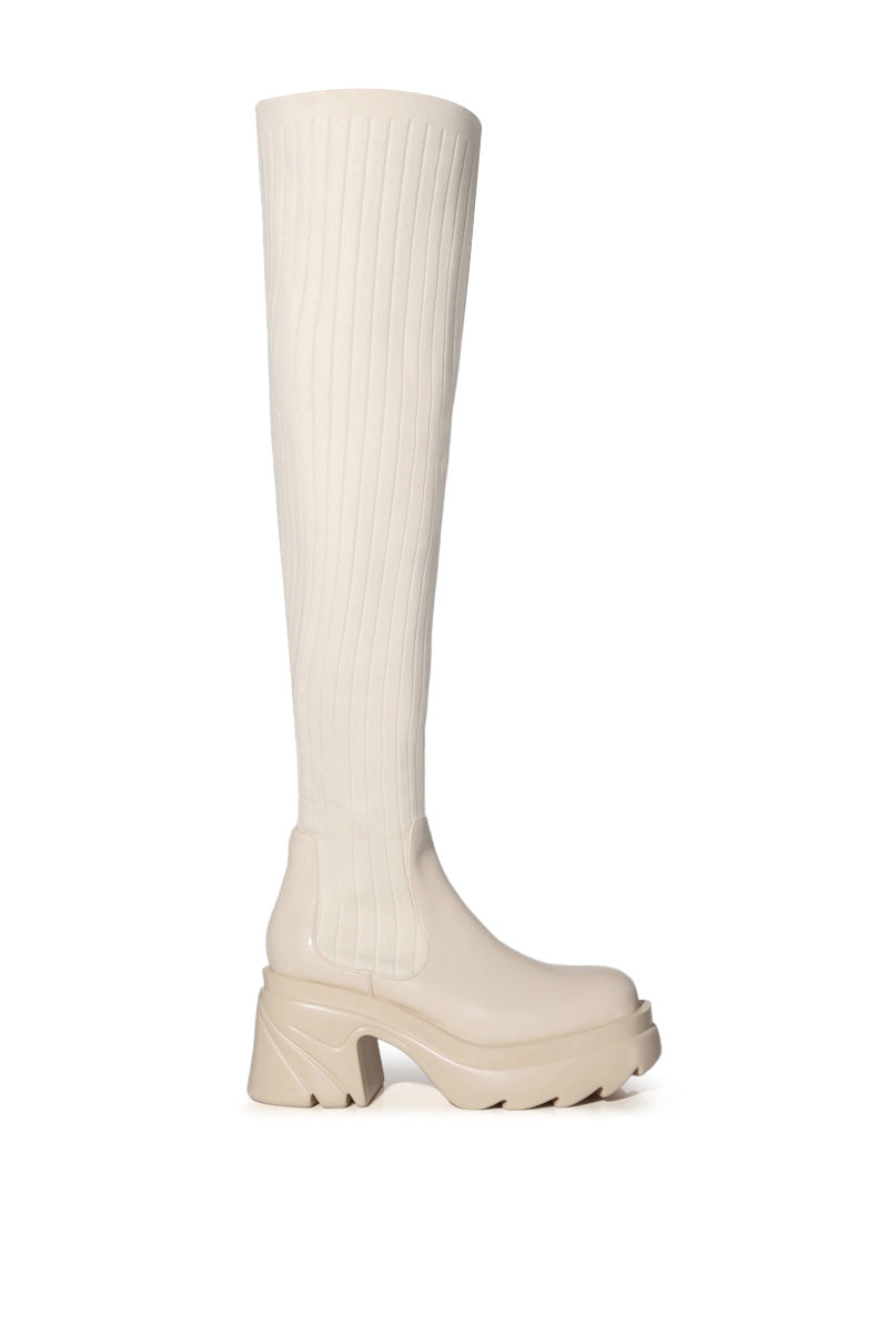 MARGOT KNIT STRETCH BOOT IN CREAM