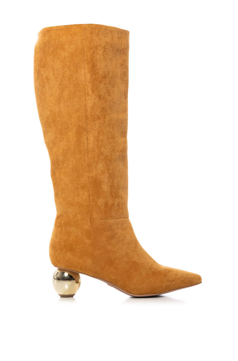 AZALEA WANG WARRINGTON TAN BOOT WITH ROUND HEEL