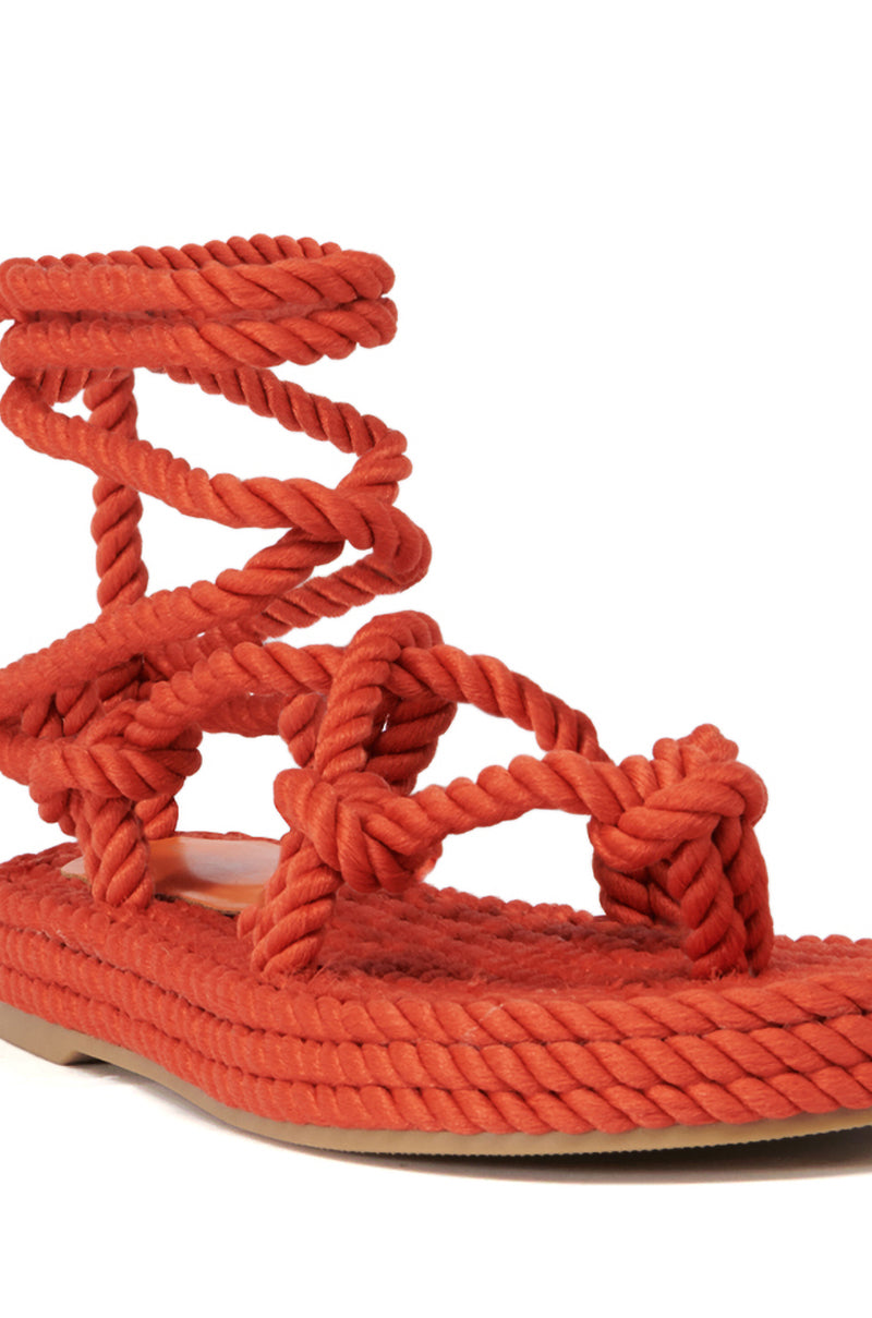 AZALEA WANG EVETTE ORANGE WOVEN SANDAL