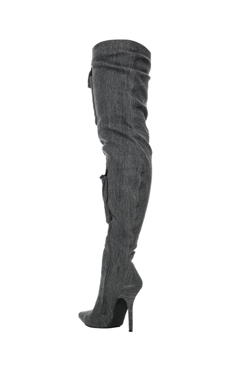 MOTOFOX STILETTO OVER THE KNEE BOOT IN BLACK DENIM