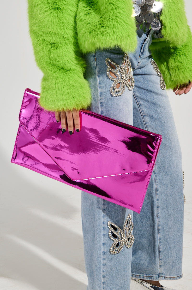 NIKKI CHROME OVERSIZED CLUTCH