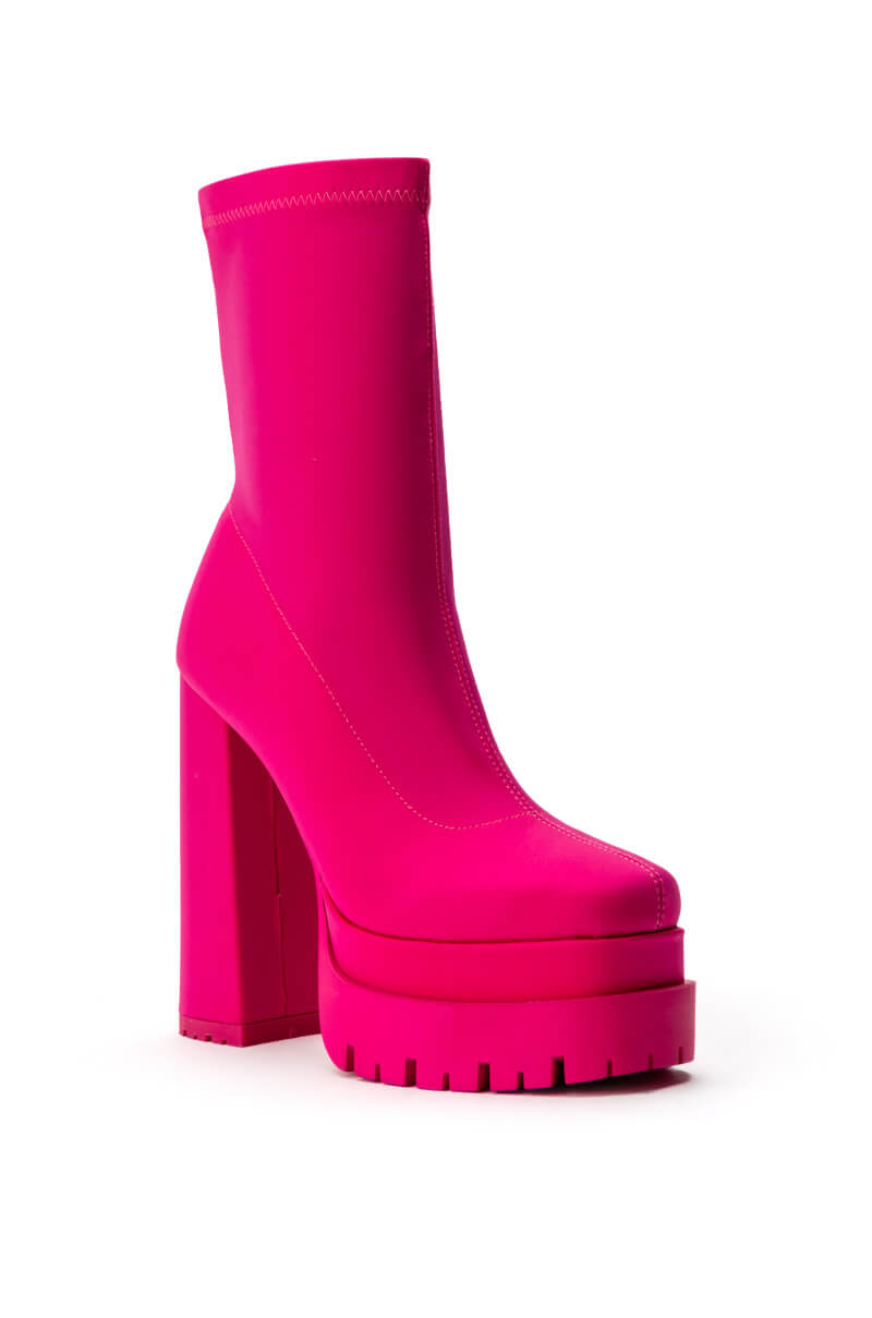 AZALEA WANG ICING MONOCHROME PINK CHUNKY BOOTIE