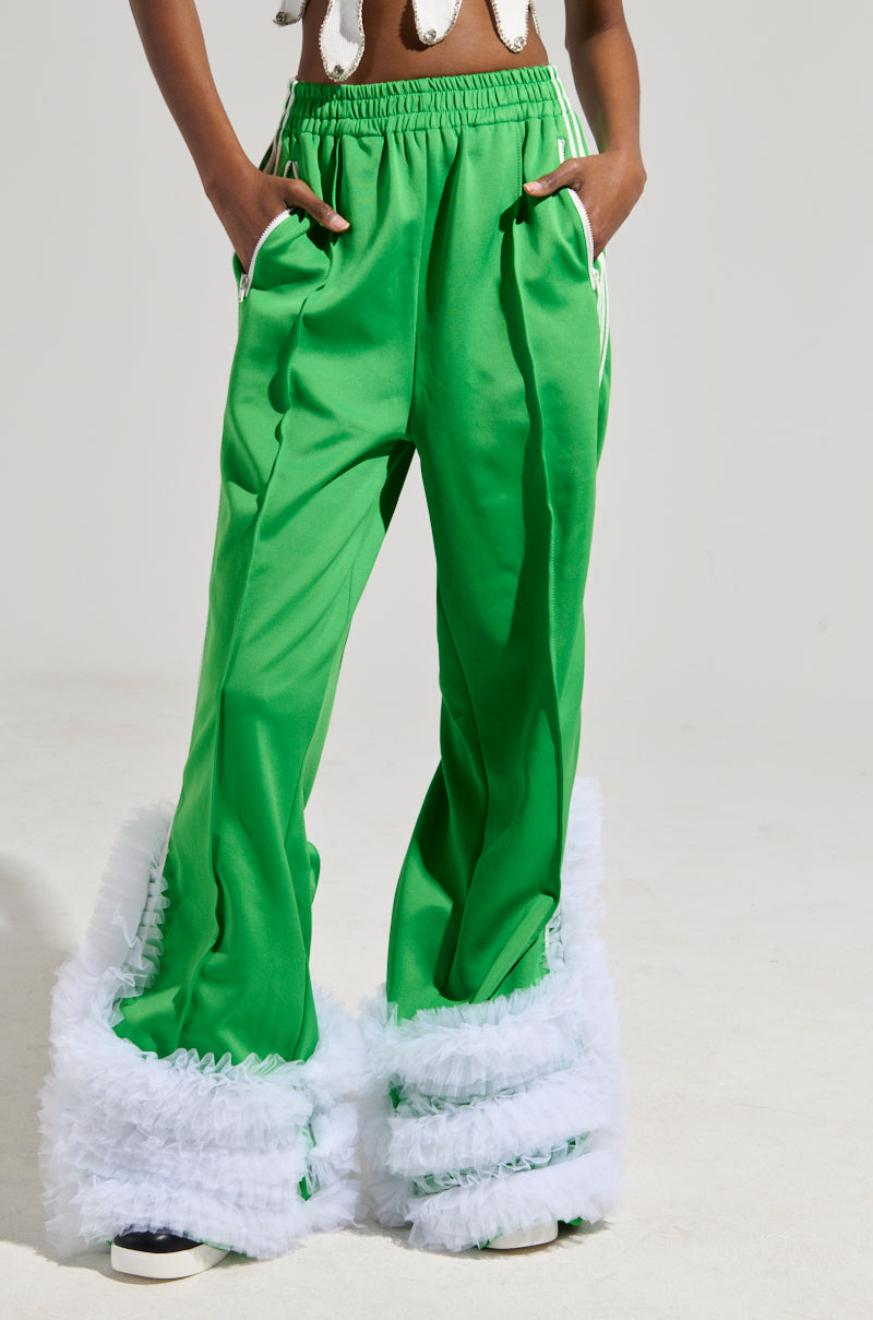 MODERN JAM TRACK PANT WITH TULLE IN GREEN