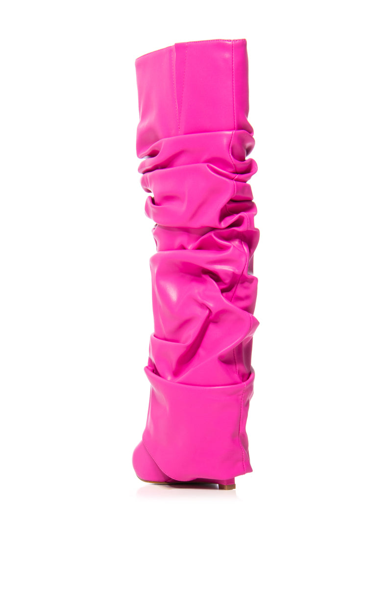 AZALEA WANG ZUMMA PINK RUCHED WEDGE BOOT