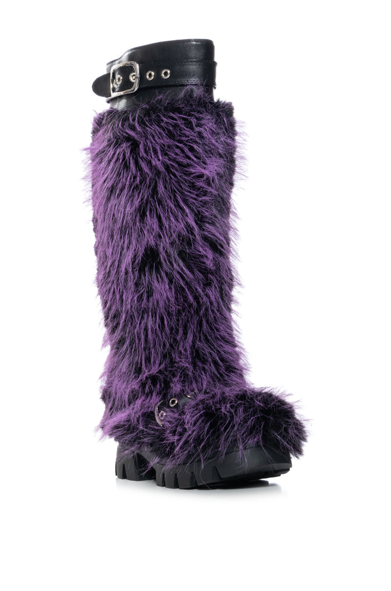 AZALEA WANG TOMMIE PURPLE FURRY BOOT