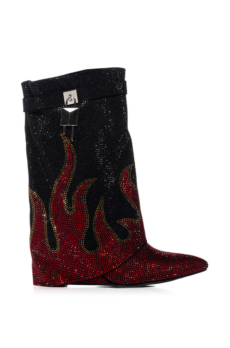 KIELA EMBELLISHED FLAME BOOTIE