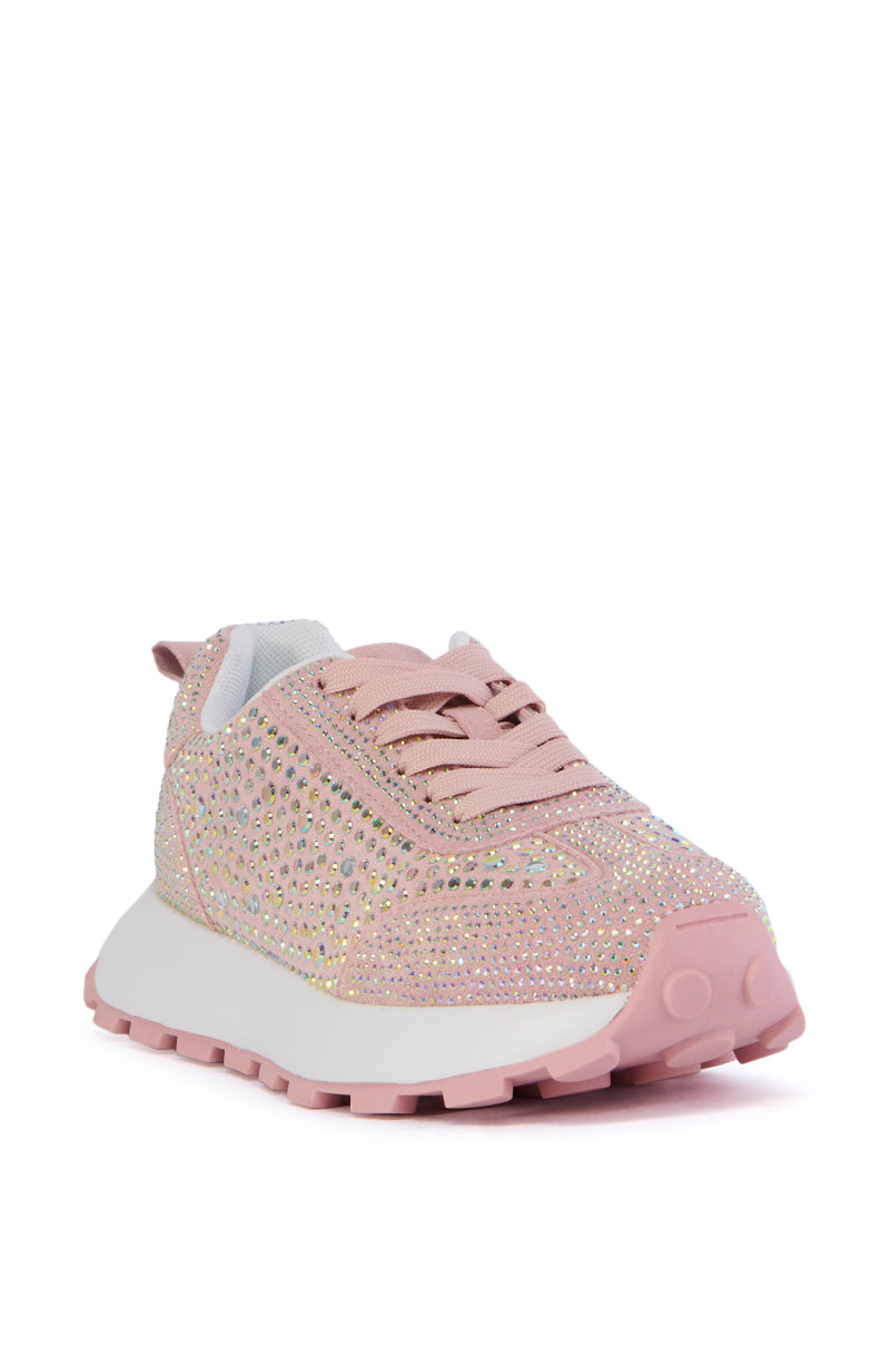 AZALEA WANG NIKOLE PINK EMBELLISHED SNEAKER