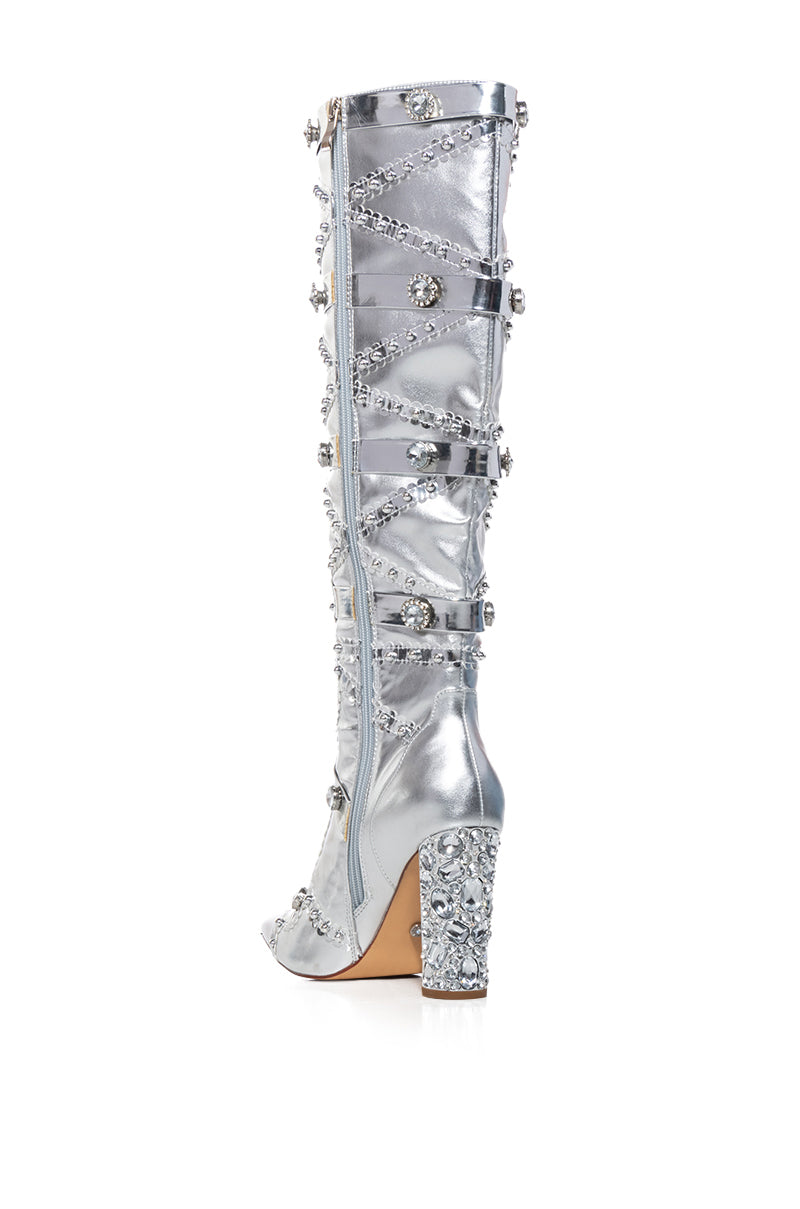 AZALEA WANG SPEED DRIVE SILVER EMBELLISHED BOOT