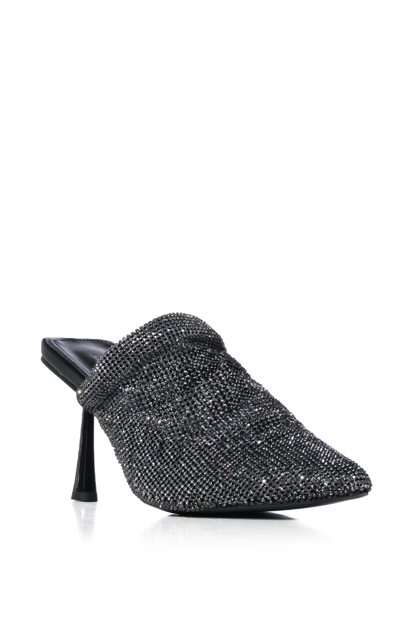 AZALEA WANG RAIN EMBELLISHED ROUND TOE MULE IN BLACK