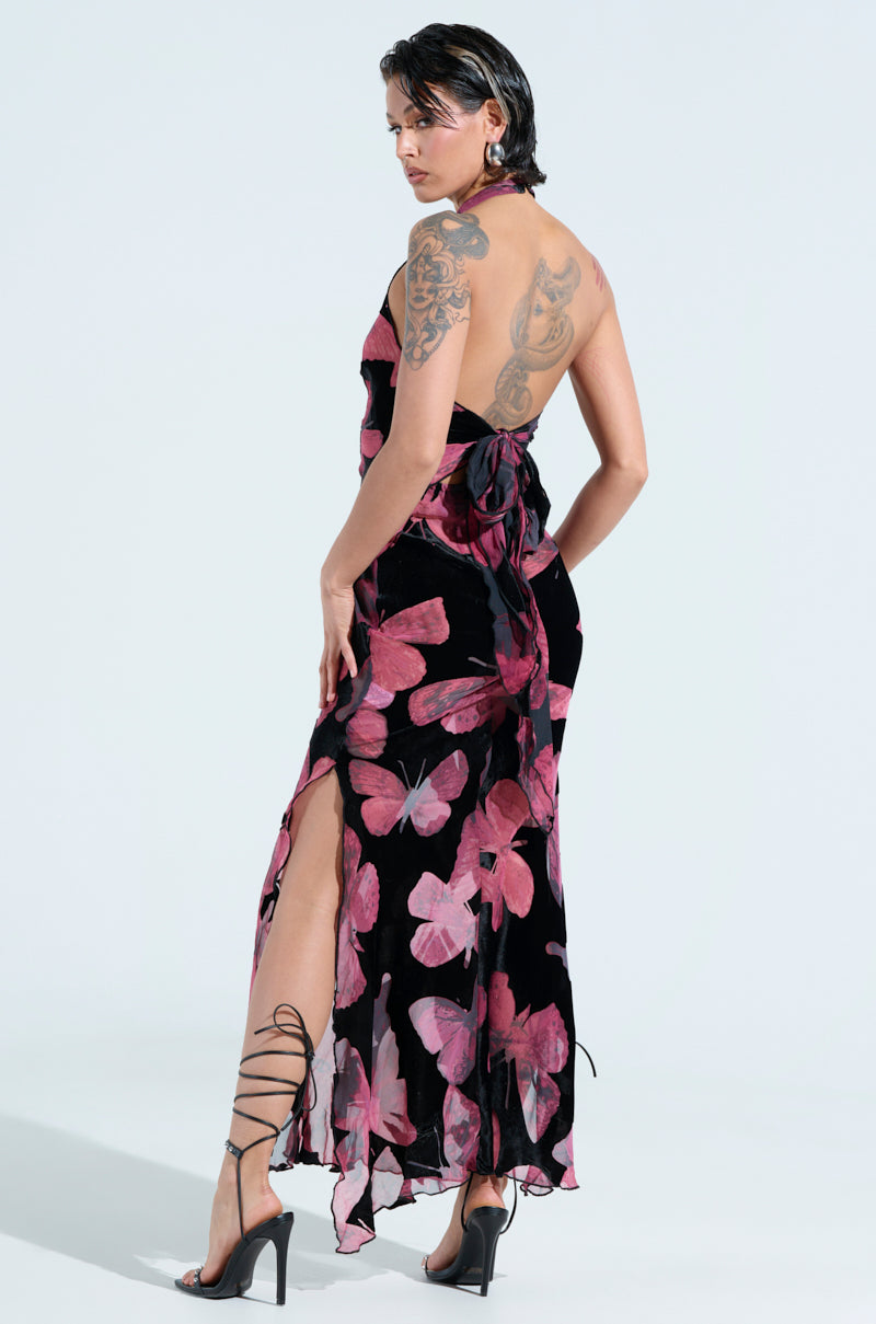 YOU GIVE ME BUTTERFLIES MESH MAXI DRESS