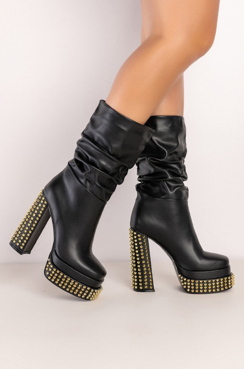 AZALEA WANG NATURE SLOUCH STUD BOOTIE IN BLACK