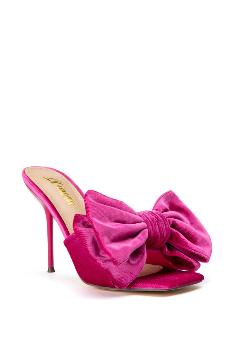 DEBORAH VELVET MULE WITH BOW IN PINK