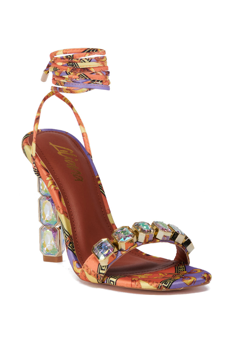 MARGE PURPLE MULTI EMBELLISHED SATIN SANDAL