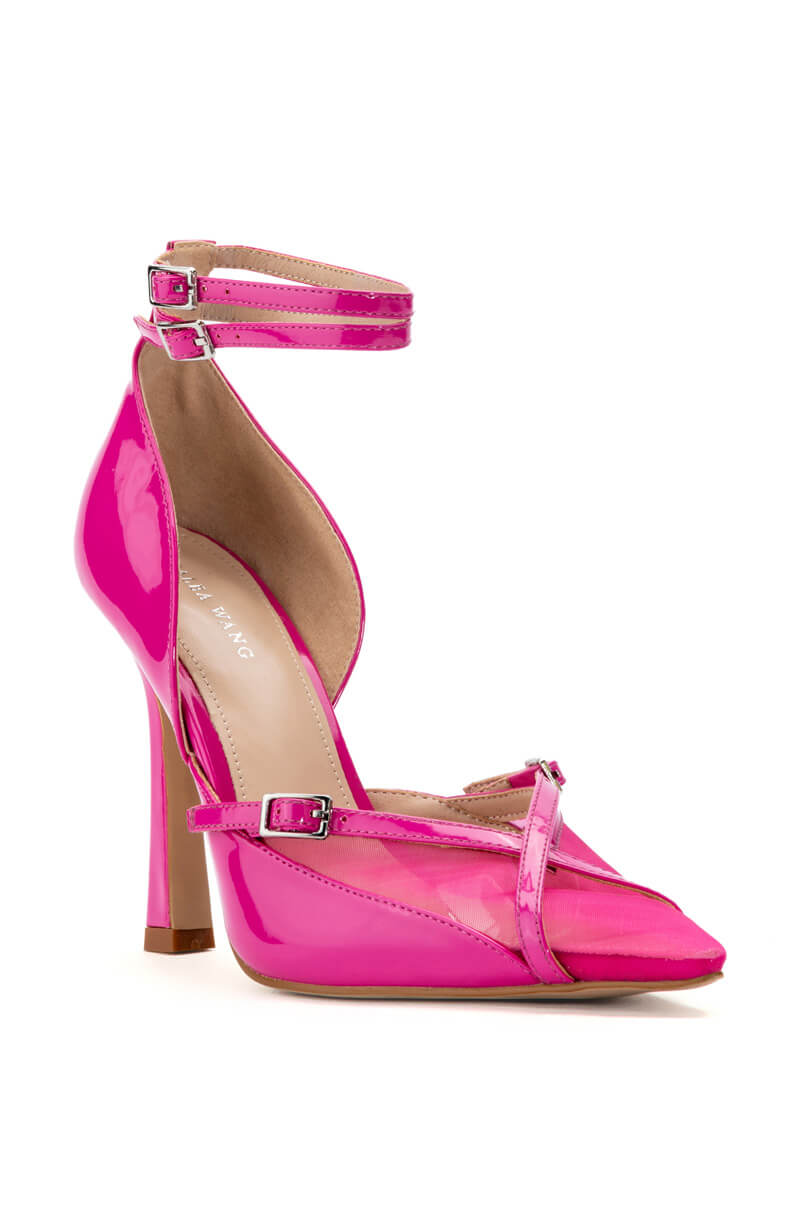 AZALEA WANG SASHA BUCKLE STRAP PUMP IN PINK