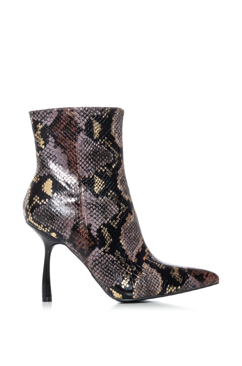 AZALEA WANG ALCMENE SNAKESKIN BOOTIE IN MULTI