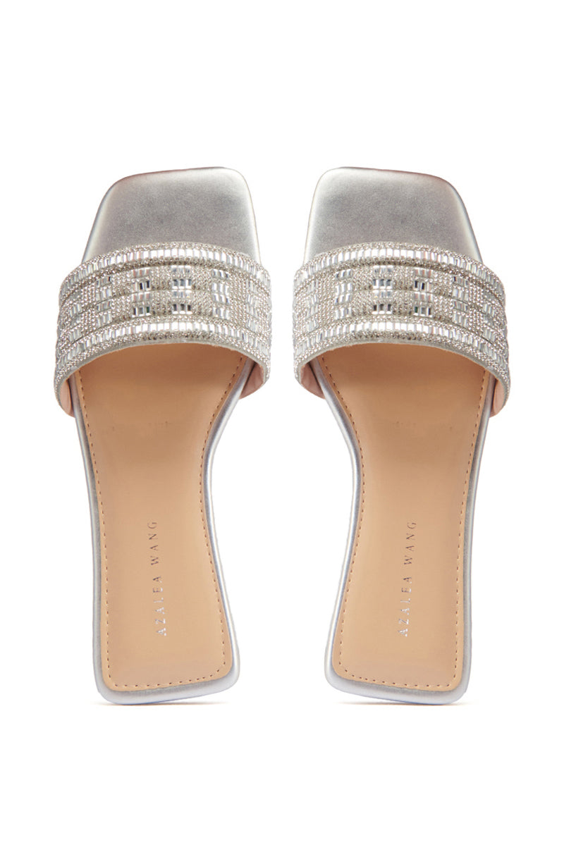 AZALEA WANG STAZIE SILVER EMBELLISHED SANDAL