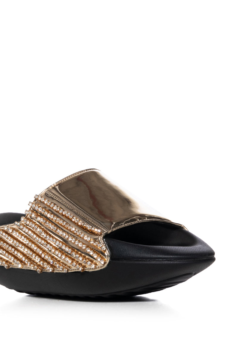 AZALEA WANG BUGGY GOLD METALLIC EMBELLISHED SLIDE