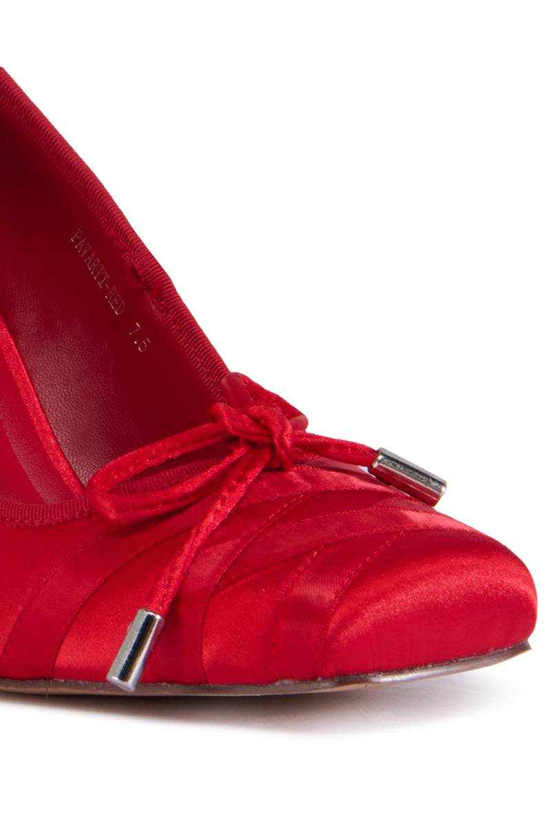 AZALEA WANG PAVARITI BALLET SWOOP HEEL IN RED