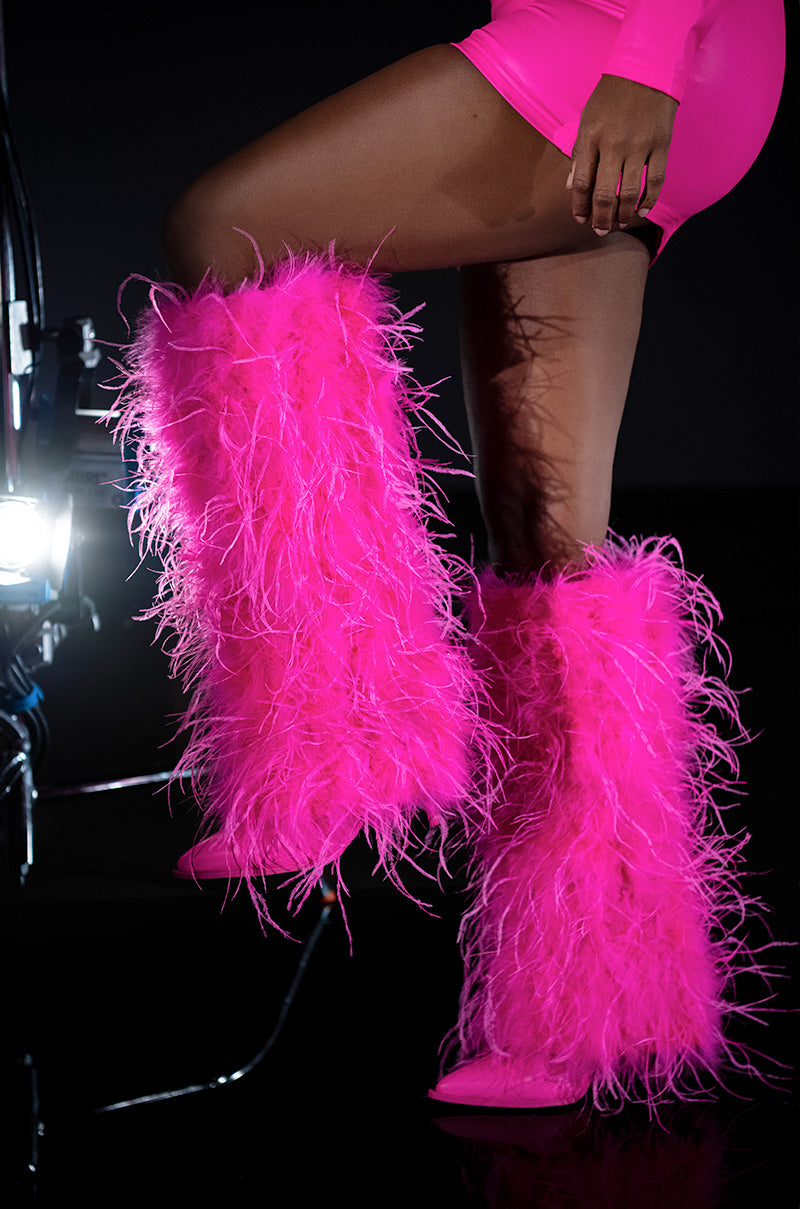 AZALEA WANG PINK FEATHER BOOT