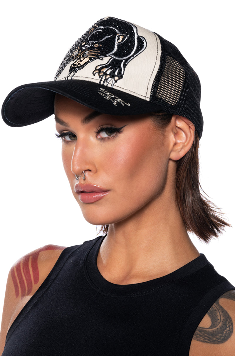 ED HARDY RHINESTONE PANTER TRUCKER HAT