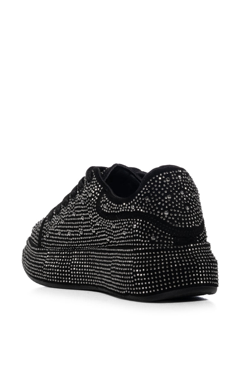 KINGDOM BLACK EMBELLISHED SNEAKER IN BLACK