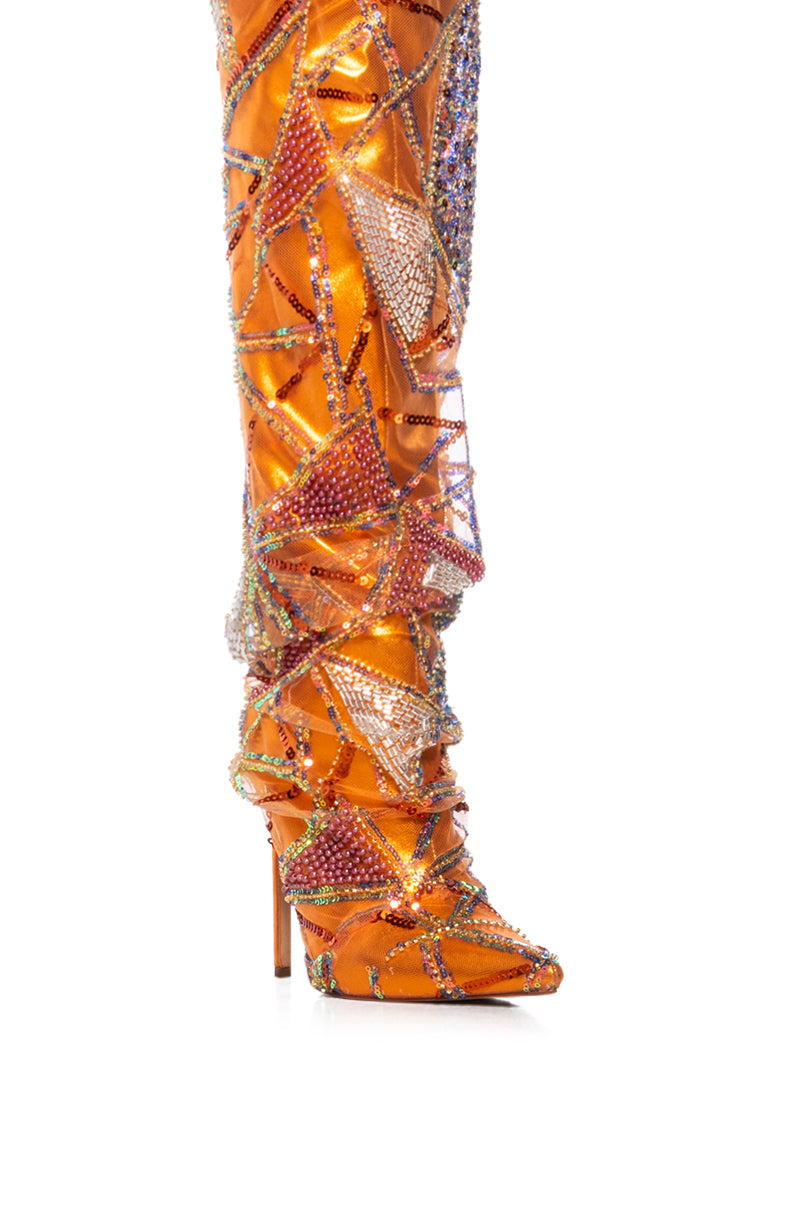 AZALEA WANG MAINSTREET ORANGE ABSTRACT EMBELLISHED BOOT