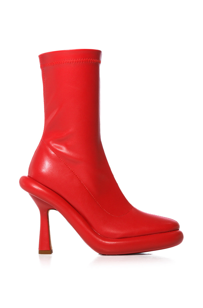 AZALEA WANG TARROW STILETTO PU BOOTIE IN RED