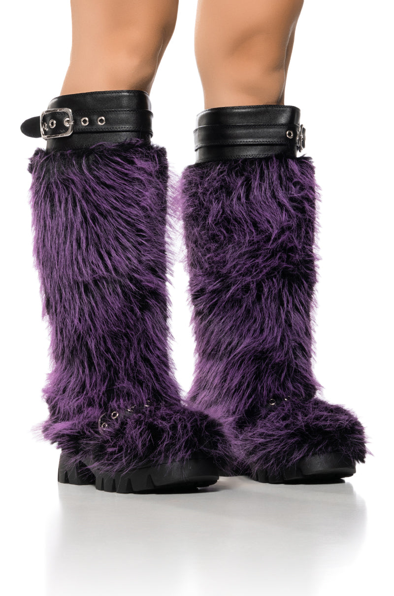 AZALEA WANG TOMMIE PURPLE FURRY BOOT