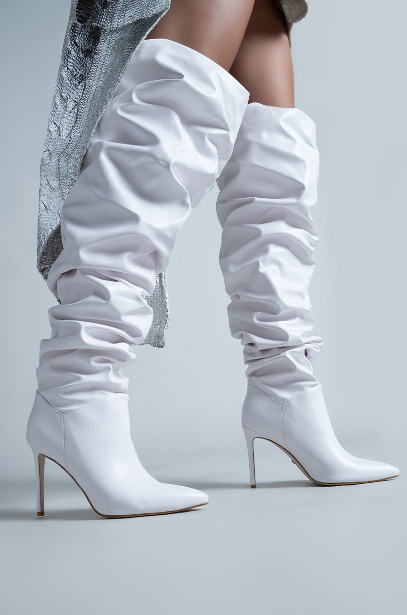 AZALEA WANG TORVI WHITE RUCHED BOOT