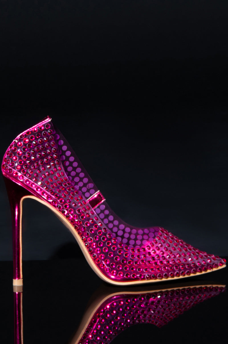 AZALEA WANG ADDY EMBELLISHED PVC PUMP IN FUCHSIA