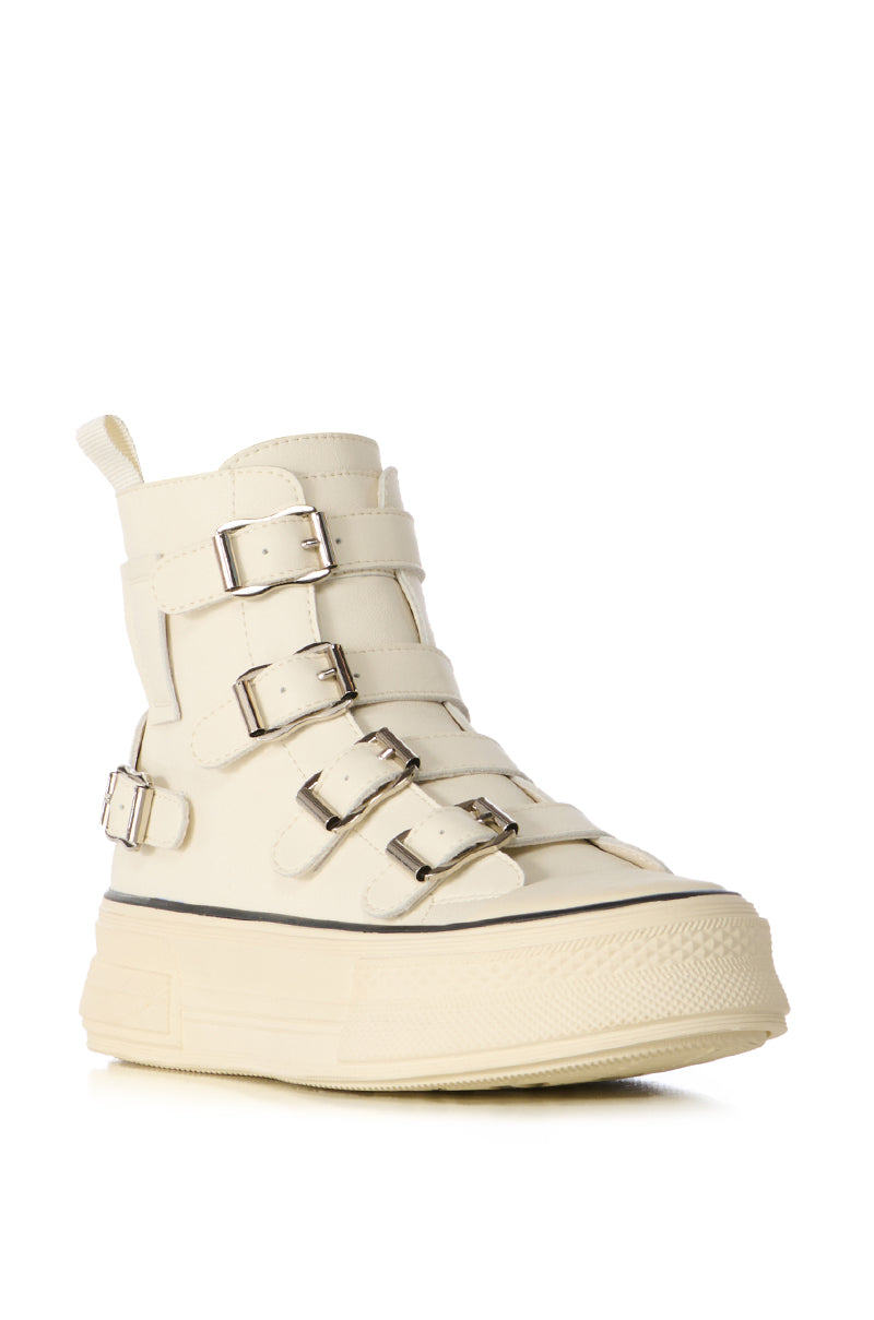 AZALEA WANG TARTLET BUCKLE WHITE SNEAKER