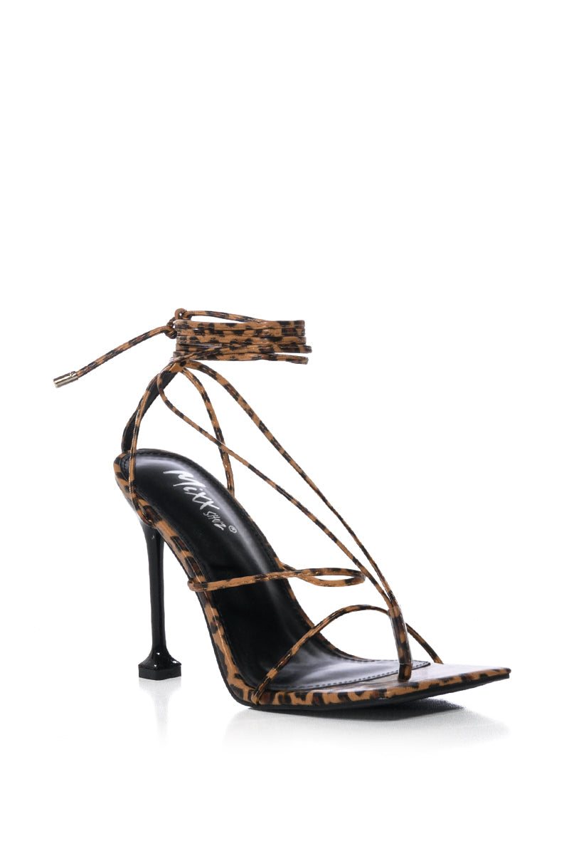 NICKY STILETTO LEOPARD STRAPPY SANDAL