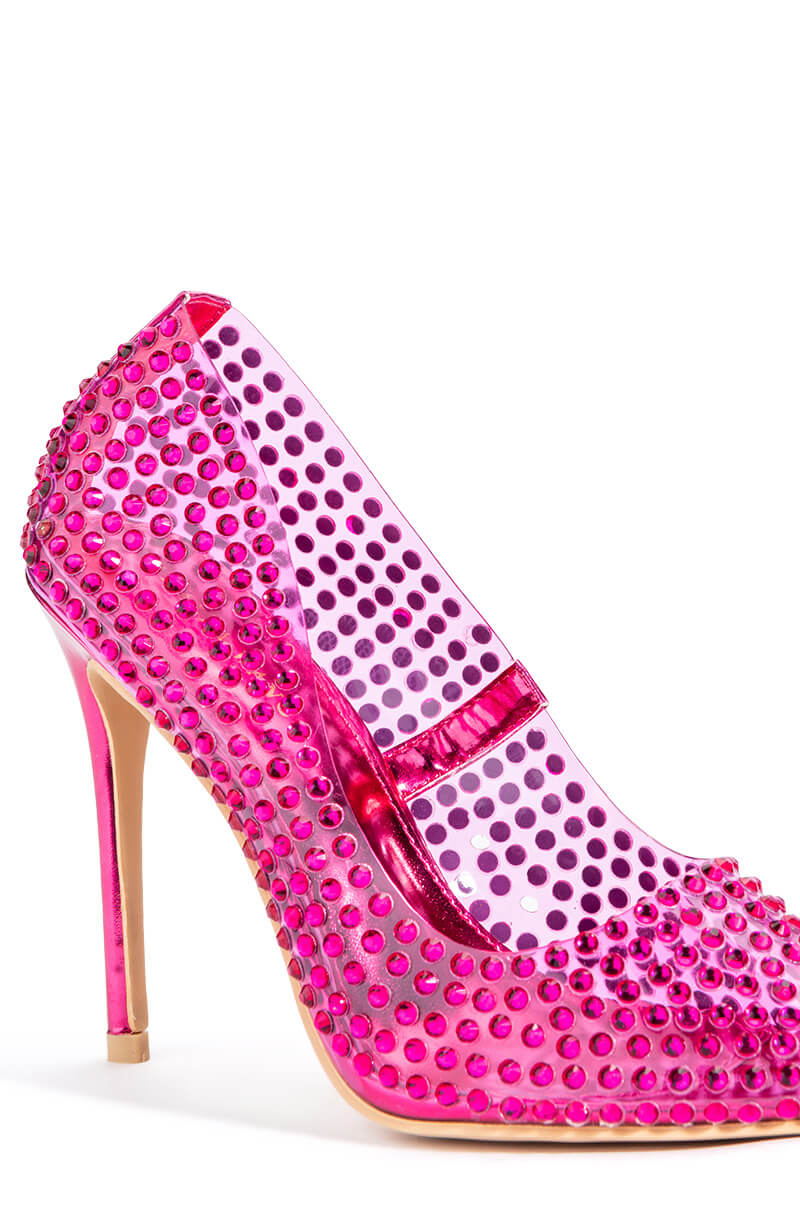 AZALEA WANG ADDY EMBELLISHED PVC PUMP IN FUCHSIA