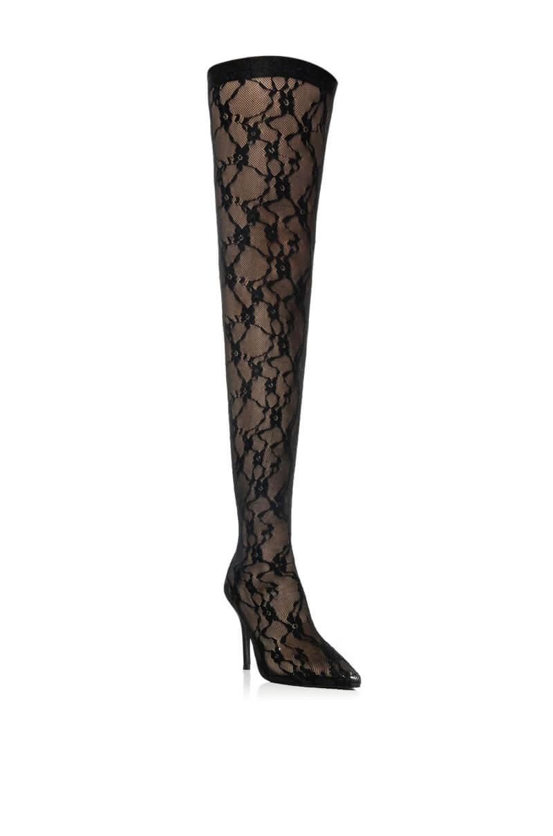 AZALEA WANG RIHANNA LACE BOOT IN BLACK