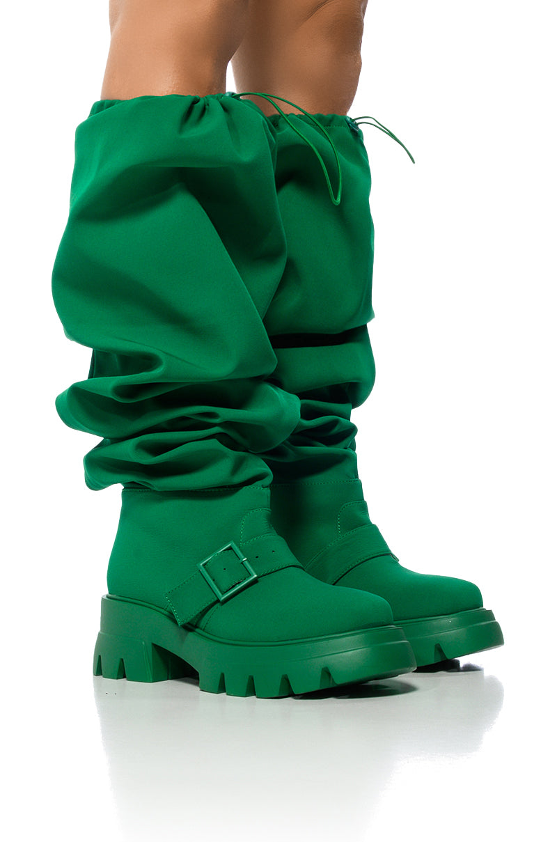 AZALEA WANG FRAPPE GREEN OVER THE KNEE BOOT