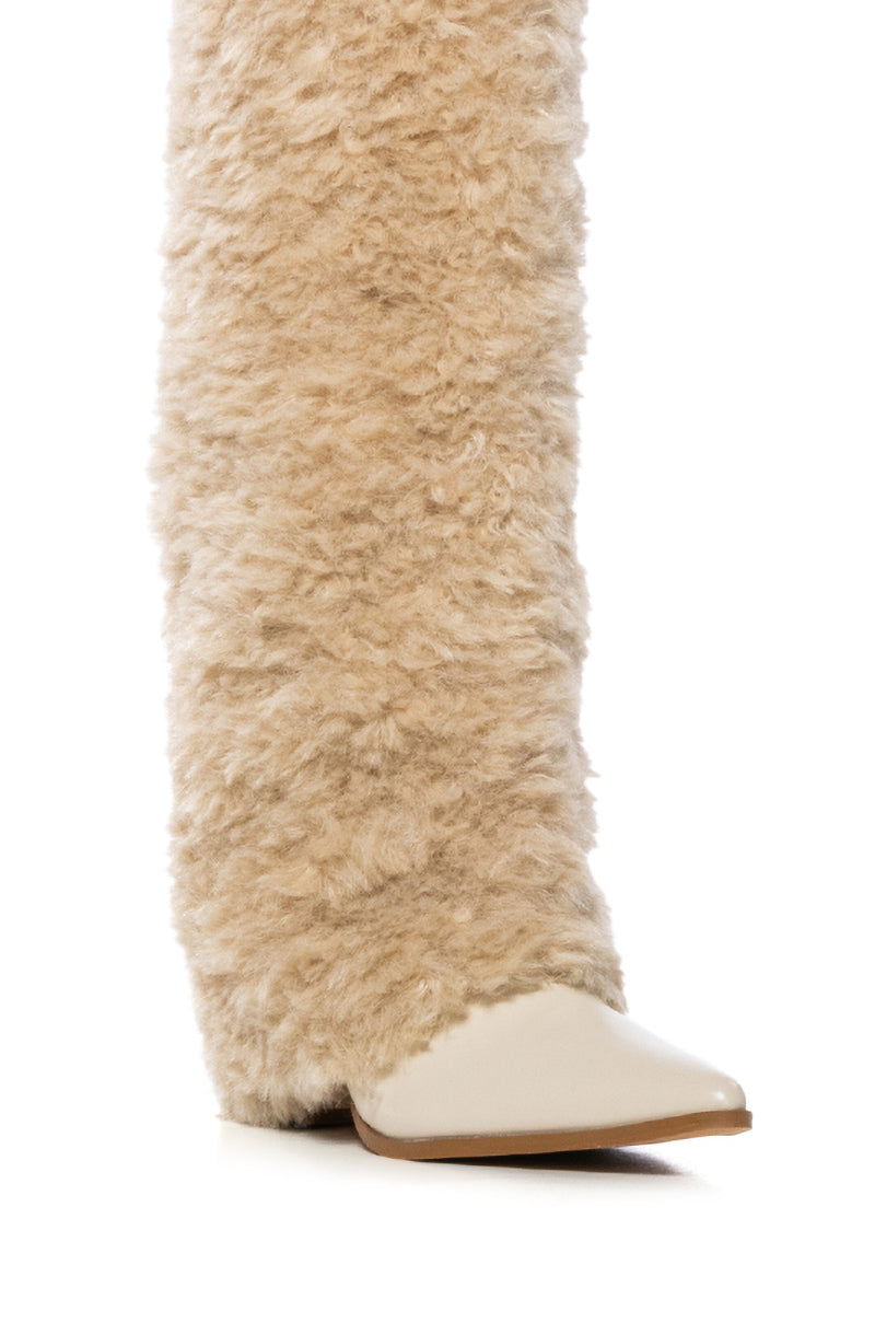 BUTTERFLY KISSES BEIGE FURRY BOOT