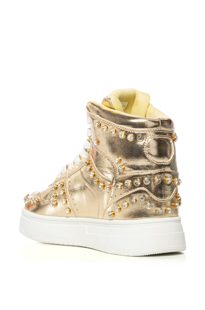 AZALEA WANG NIMBUS GOLD EMBELLISHED HIGH TOP SNEAKER