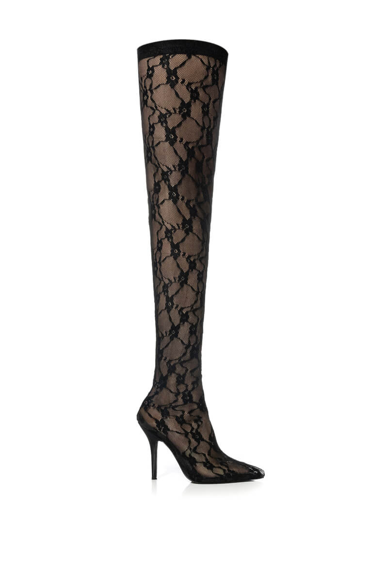 AZALEA WANG RIHANNA LACE BOOT IN BLACK