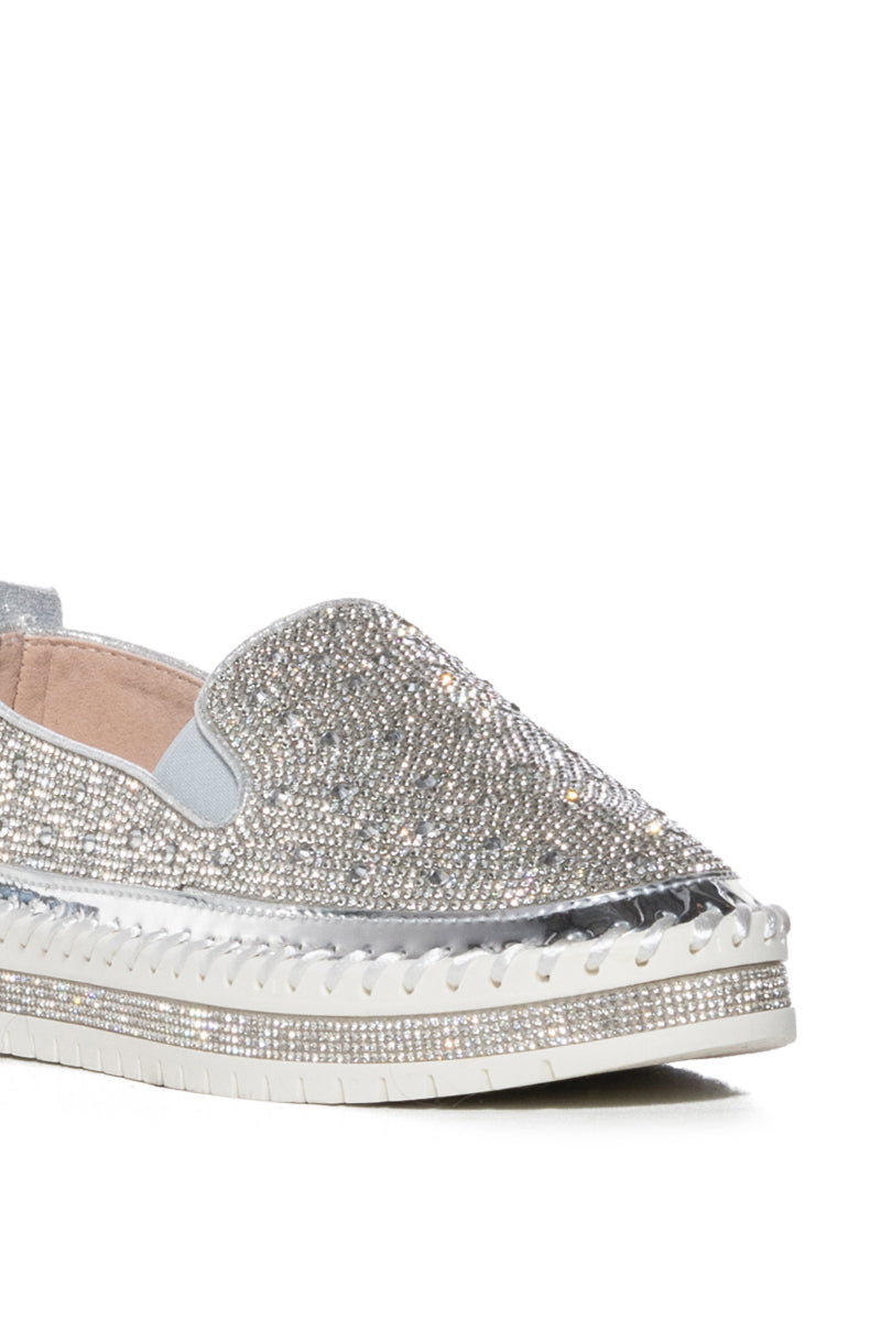 AZALEA WANG BRITTANY SILVER RHINESTONE SNEAKER