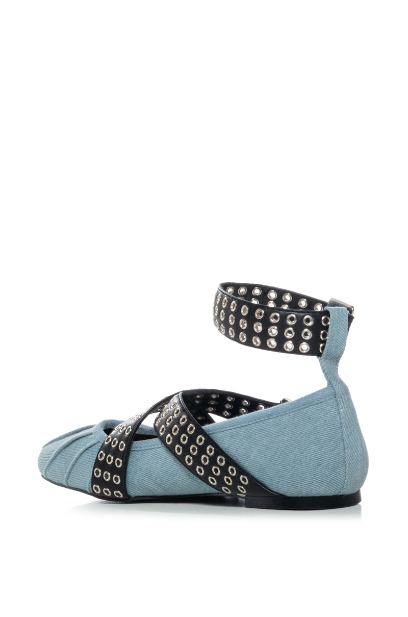 AZALEA WANG NOVALIE DENIM BALLERINA FLAT