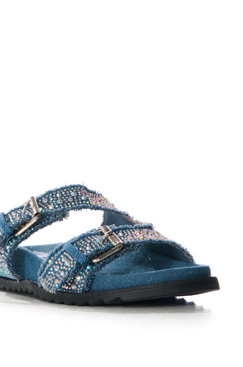 AZALEA WANG AVENTURA DENIM EMBELLISHED SANDAL