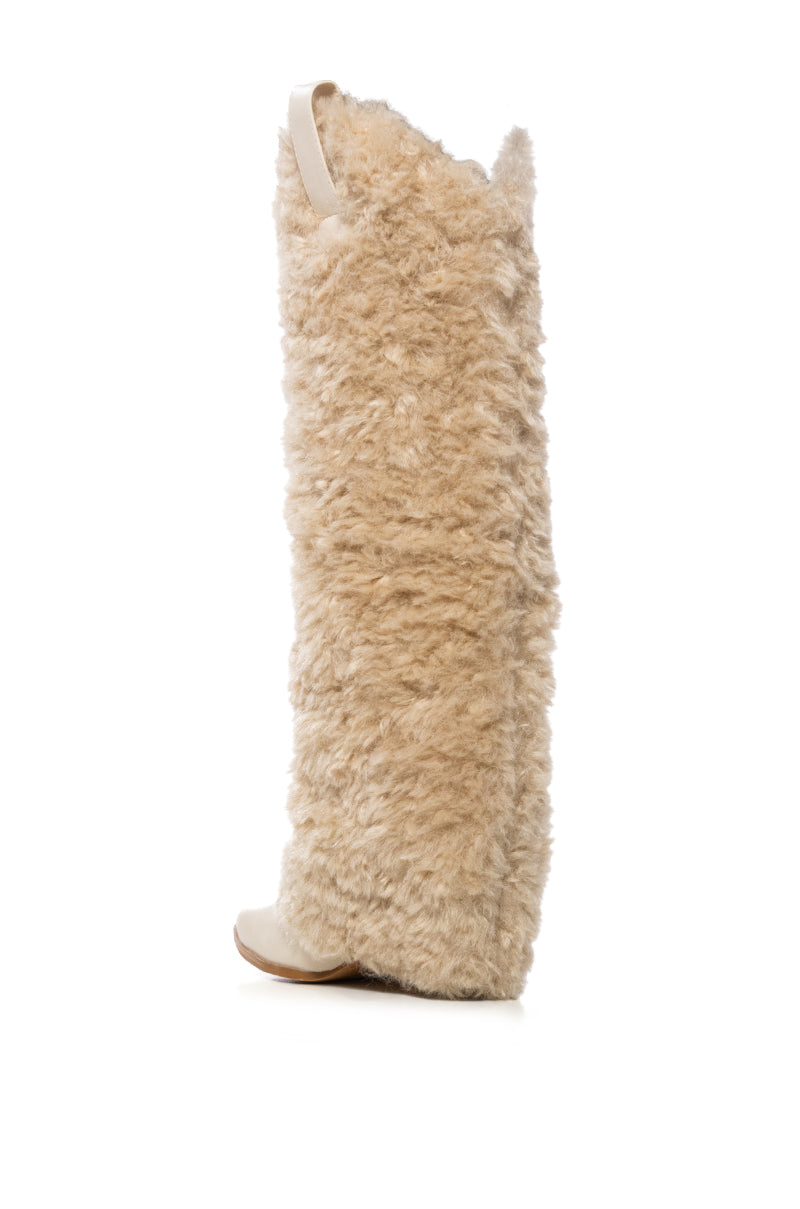 BUTTERFLY KISSES BEIGE FURRY BOOT