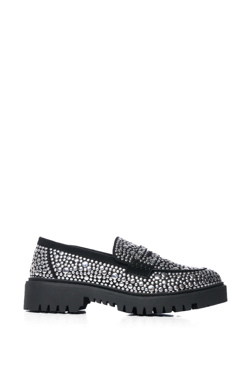 AZALEA WANG WYNNE STUDDED LOAFER IN SILVER