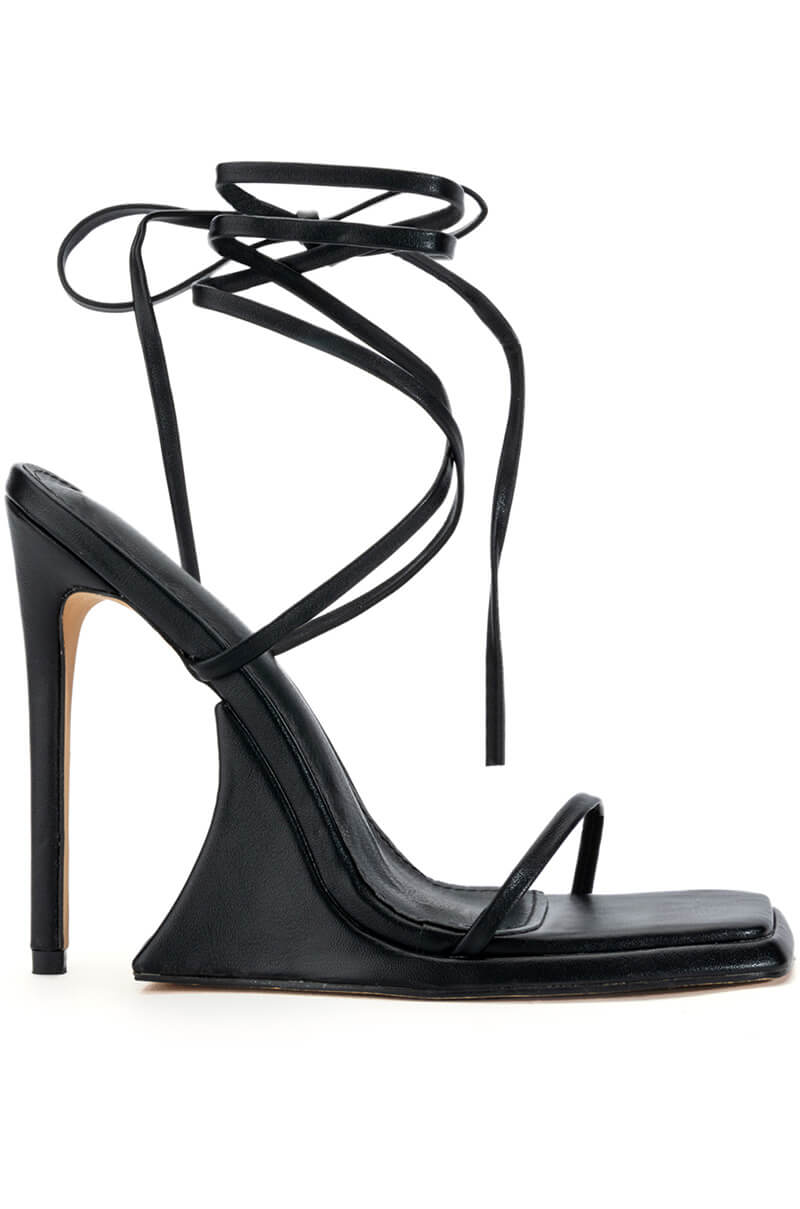 SUPERLIT STILETTO SANDAL WITH TIE UP IN BLACK